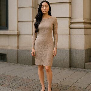 t.  Babaton Rafael Cairo Taupe Lace Dress Size 6